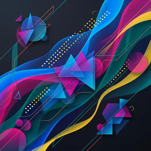 Vibrant Geometric Abstract Digital Art Wallpaper