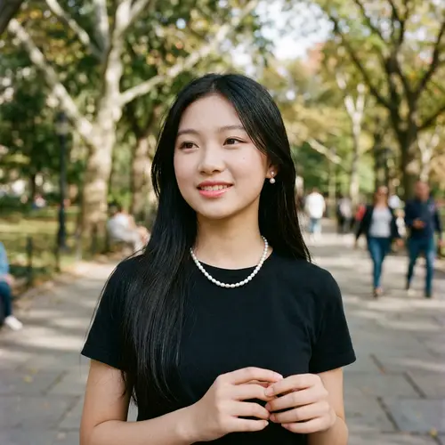 Elegant Chinese Teen Girl Portrait with Pearl Jewelry