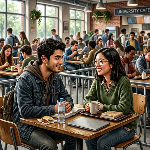 Capturing a Blossoming Connection: Art Scene in University Cafeteria