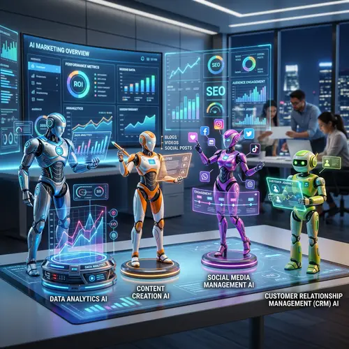 AI Marketing Figurines: Futuristic Data & Content Creators