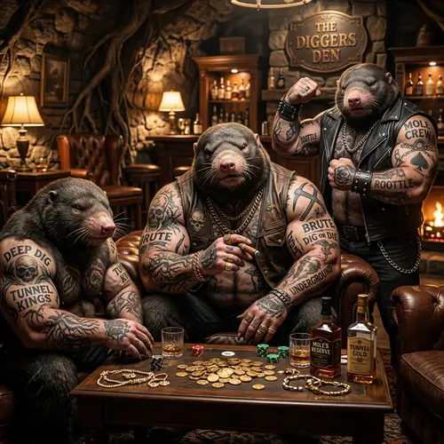 Muscular Moles with Tattoos: The Bold Creatures