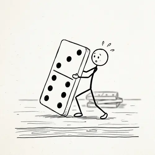 Stick Figure Lifting Domino - Simple Drawing