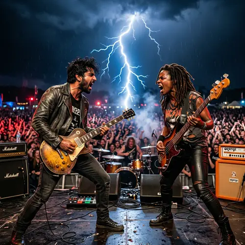 Dynamic Confrontation: Rock Musicians in Electrifying Clash