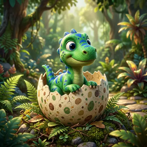 Cute Pixar Baby Dinosaur in Egg