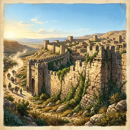 Ancient Wall of Jericho: Weathered Limestone Structure in Historical Setting