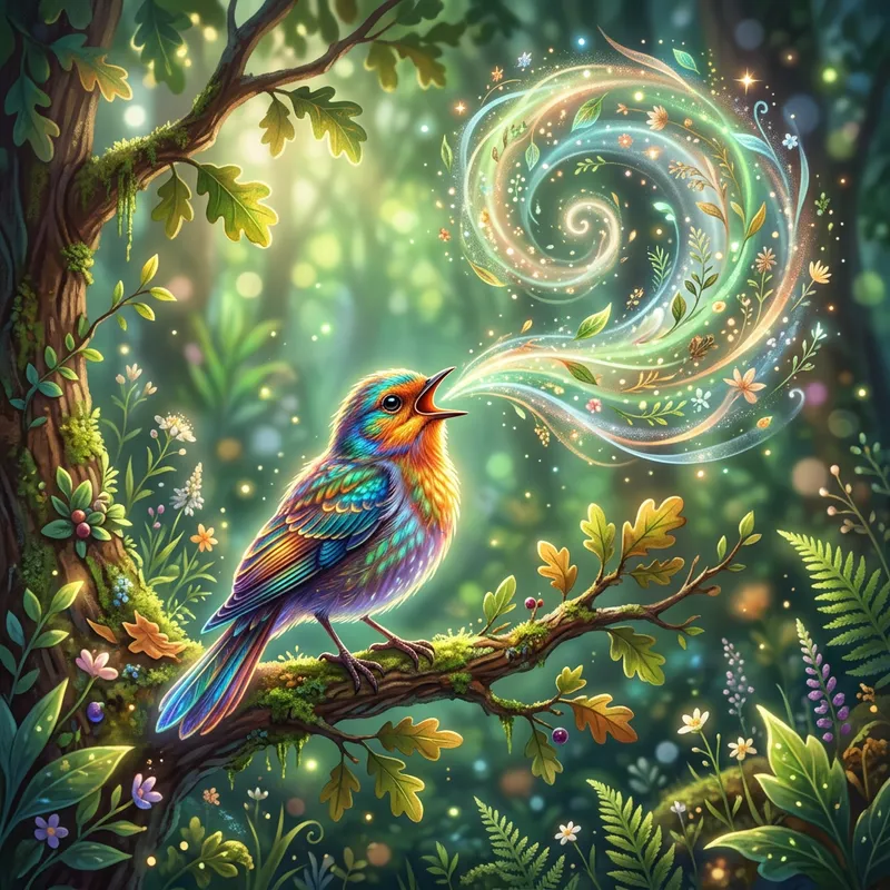 Healing Songbird Illustration - Vibrant Art Healing Songbird Illustration - Vibrant Art