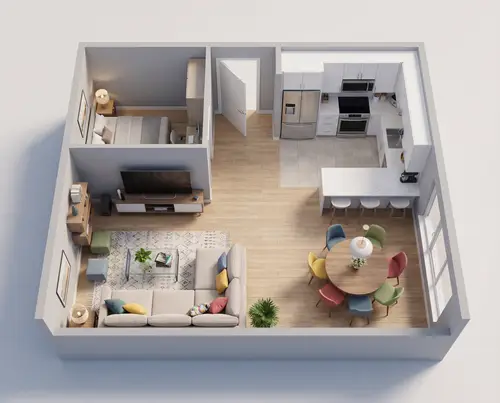 3D Isometric Architectural Floor Plan Render