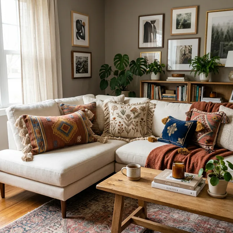 Chic Custom Throw Pillows with Tassels for Cozy Living Rooms