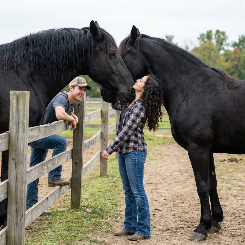 Black Stallion and Young Girl: A Bold Encounter