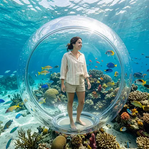 Underwater Bubble Experience with Casual Summer Outfit