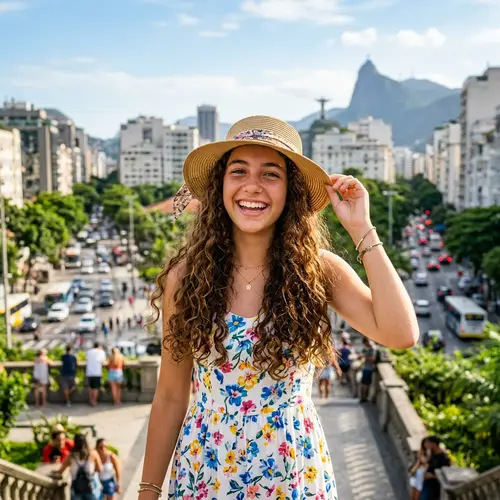 Youthful Hispanic Teenage Girl Enjoying Sunny Day Outdoors