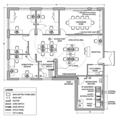 Office Floor Plan for Network Setup