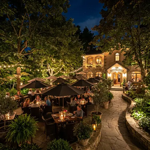 Tranquil Terrace Design with Trees at Restaurant