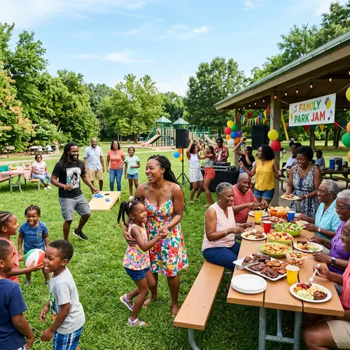 Black Family Enjoying Lively Park Party | Happy Gathering Outdoors