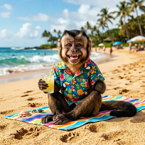Cheerful Monkey | Infectious Joy on the Beach