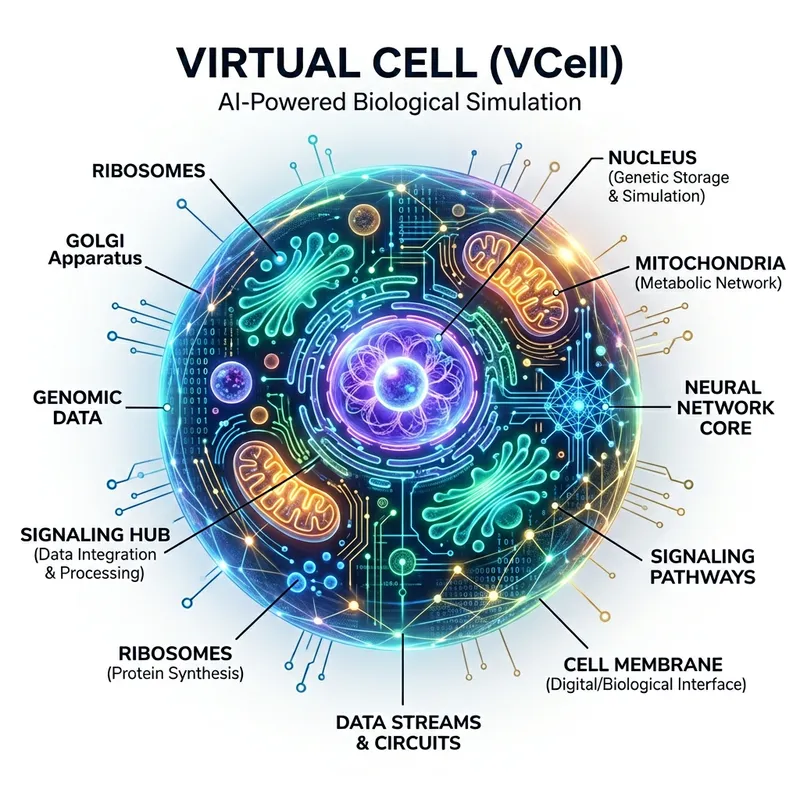 Futuristic Virtual Cell Concept Illustration Futuristic Virtual Cell Concept Illustration