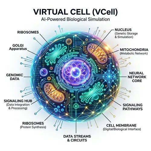 Futuristic Virtual Cell Concept Illustration