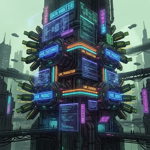 Data Vault 2.0 Model - Cyberpunk Style Visualization