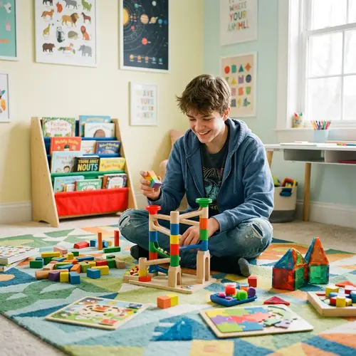 Colorful Educational Toys for 16-Year-Old Boy in Cozy Children's Room