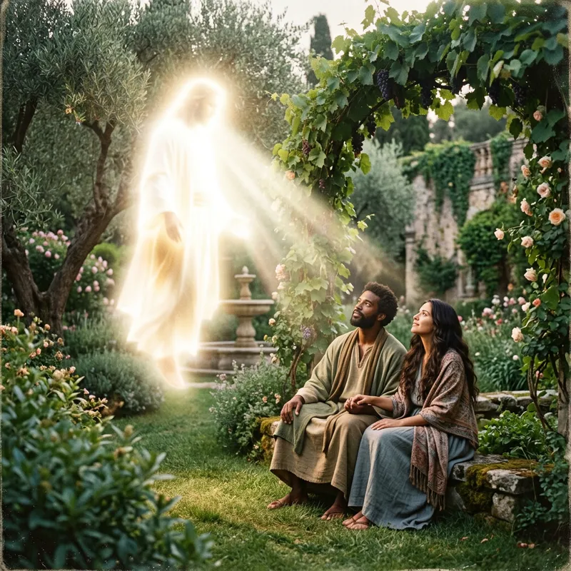 Ethereal Divinity in Renaissance-Inspired Garden