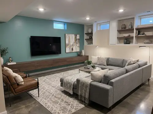 Contemporary Basement Family Room Design Ideas