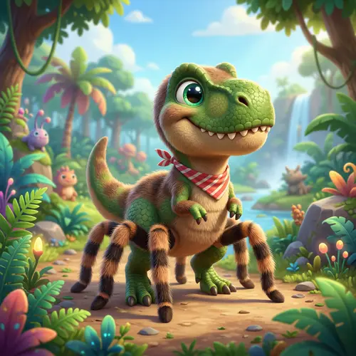 Cute T-Rex Tarantula Hybrid Cartoon