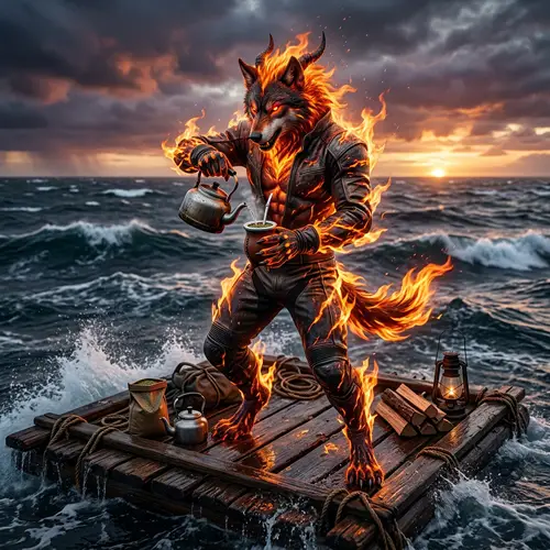 Flaming Wolf and Alonso Lookalike Enjoy Mate in Ocean