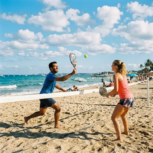 Beach Tennis Fun: Sunny Day at the Shore