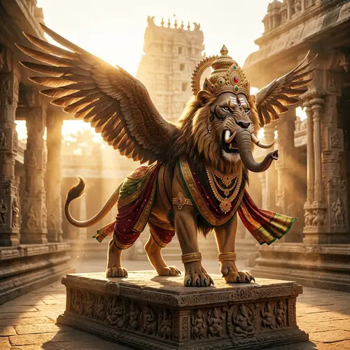 Lord Sharabha: Mythological Creature with Yali Face