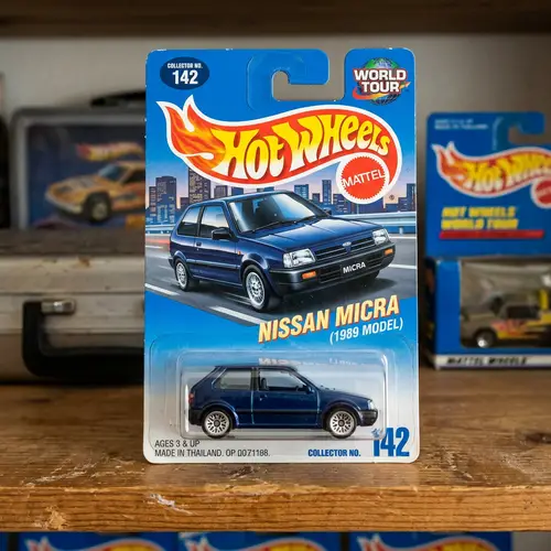 Photo-Realistic Miniature Nissan Micra in Hotwheels Toy Box