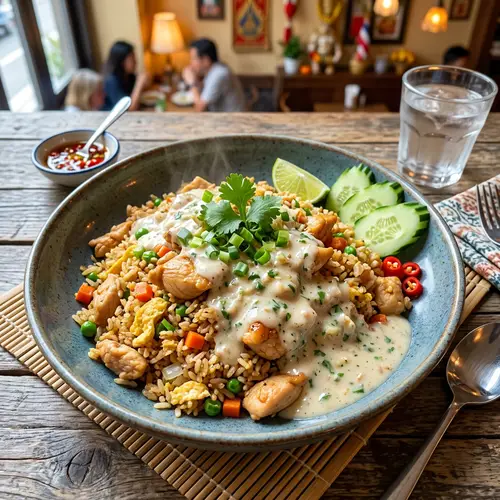 Thai Chicken Fried Rice with White Sauce Recipe