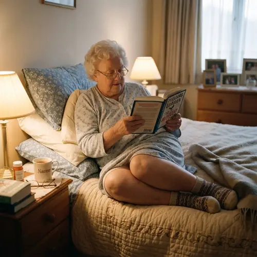89-Year-Old Grandma Reading in Bed