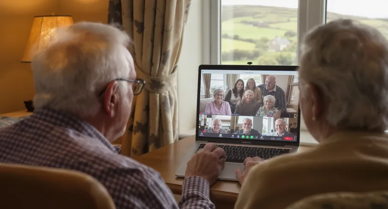 Elderly Couple Video Calls Family in Irish Countryside Elderly Couple Video Calls Family in Irish Countryside