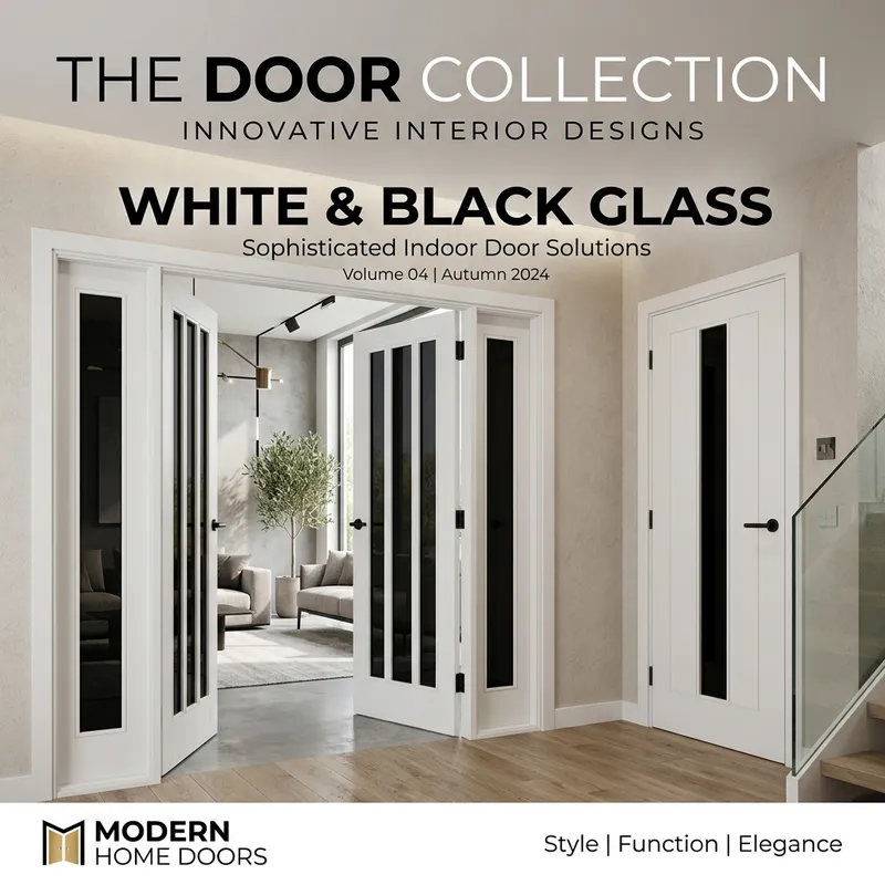 Stylish White Interior Doors with Black Glass - Catalog Cover