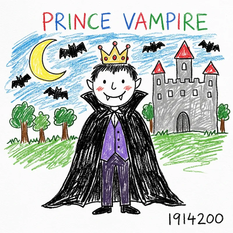 Childlike Drawing of a Prince Vampire