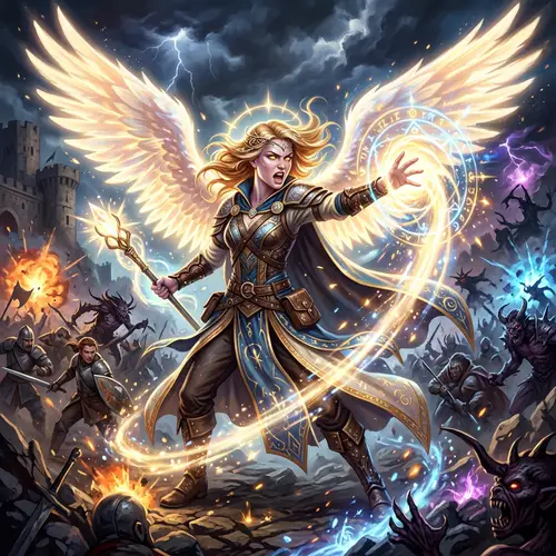 Nina Zenik: Divine Soul Aasimar Sorcerer Artwork