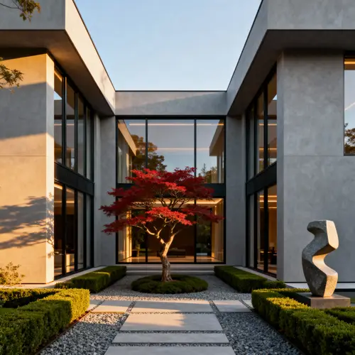 Modern Luxury Home Exterior with Elegant Landscaping