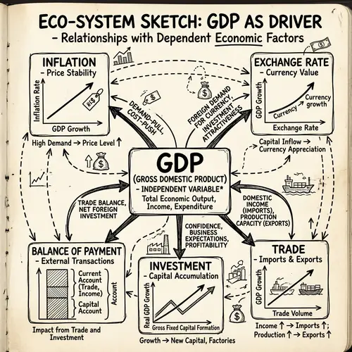 Economic Factors Interconnection: GDP, Inflation, Exchange Rate, Trade, Investment & BOP