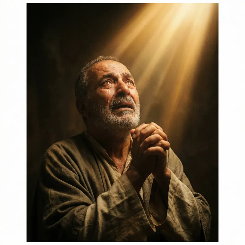 Middle-Eastern Man with Sublime Expression - Ethereal Renaissance Portrait