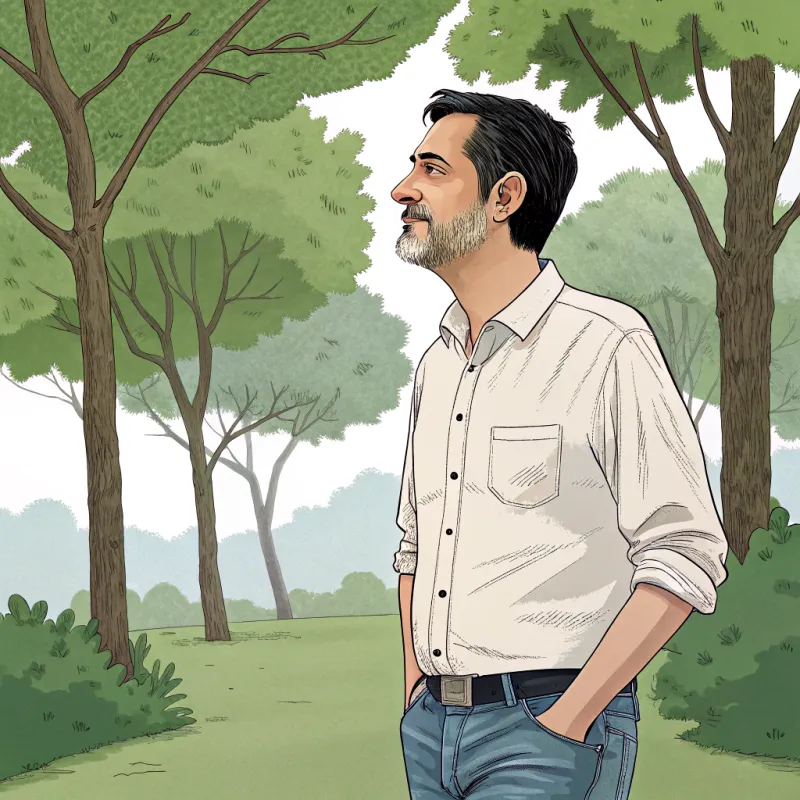 Serene Park Portrait of an Italian Man