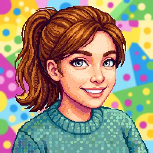 Whimsical Dot Art Portrait of a Smiling Model