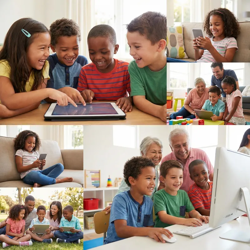 Diverse Kids Delight in Tech Play - Inclusive & Joyful Fun