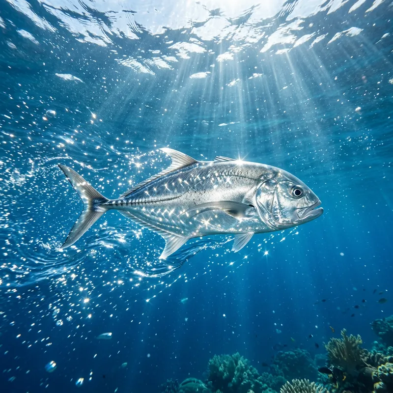 Graceful Silvery Fish in Deep Blue Waters