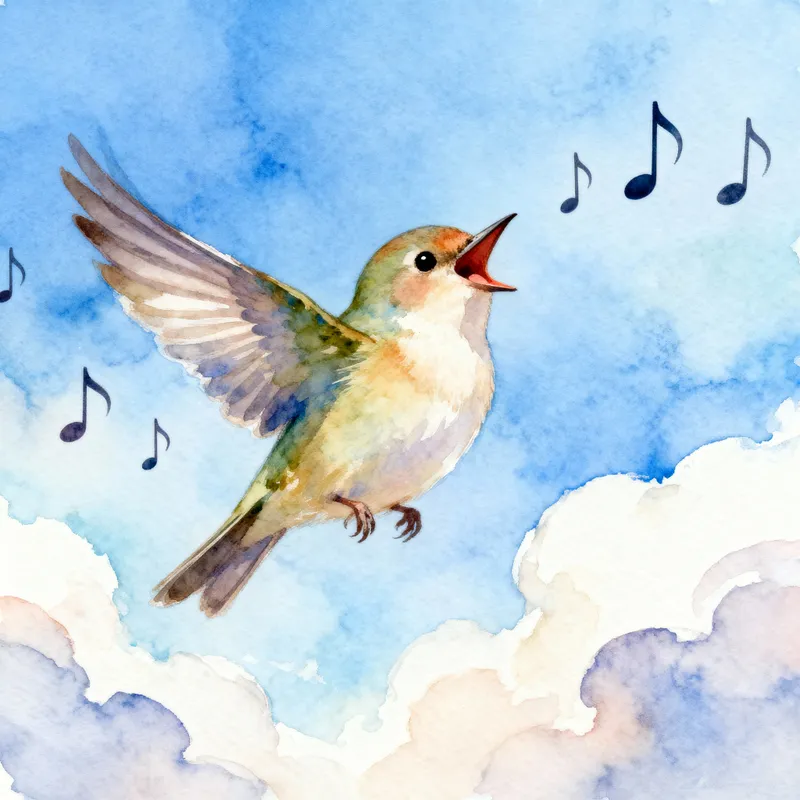 Cheerful Bird Singing Watercolor Painting Cheerful Bird Singing Watercolor Painting