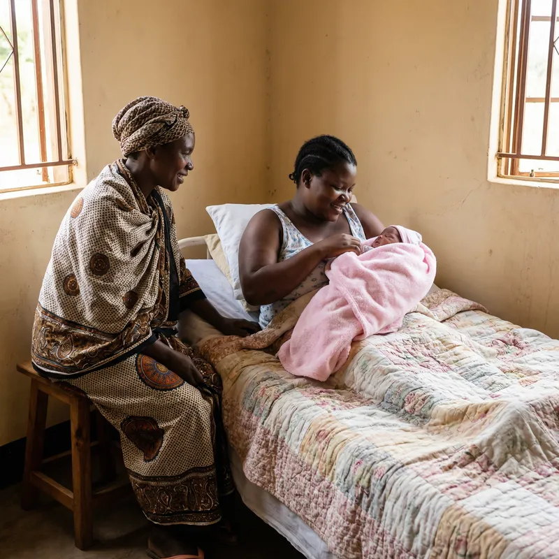 Loving Moments: African American Woman with Newborn