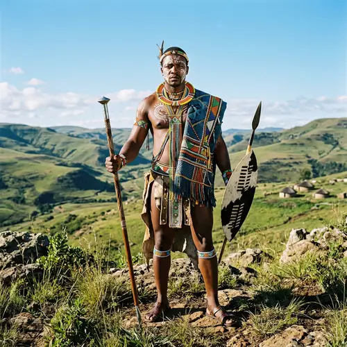 Xhosa Warrior in Traditional Attire