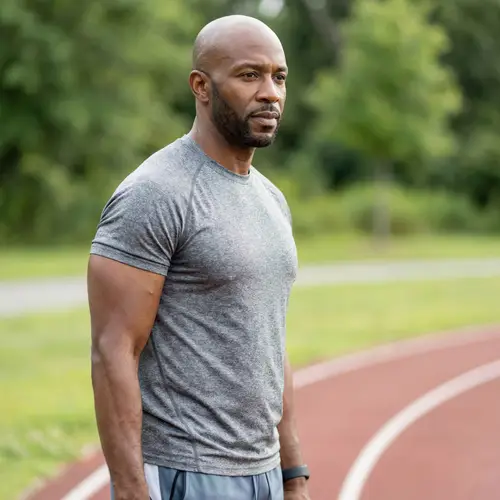 Fit 40-Year-Old Bald African American Male