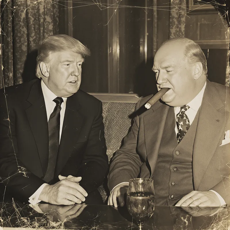 Trump and Churchill: Vintage Photo Experience