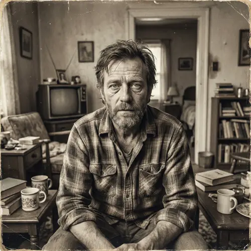 Raw Realism: Portrait of an Unkempt Middle-Aged Man