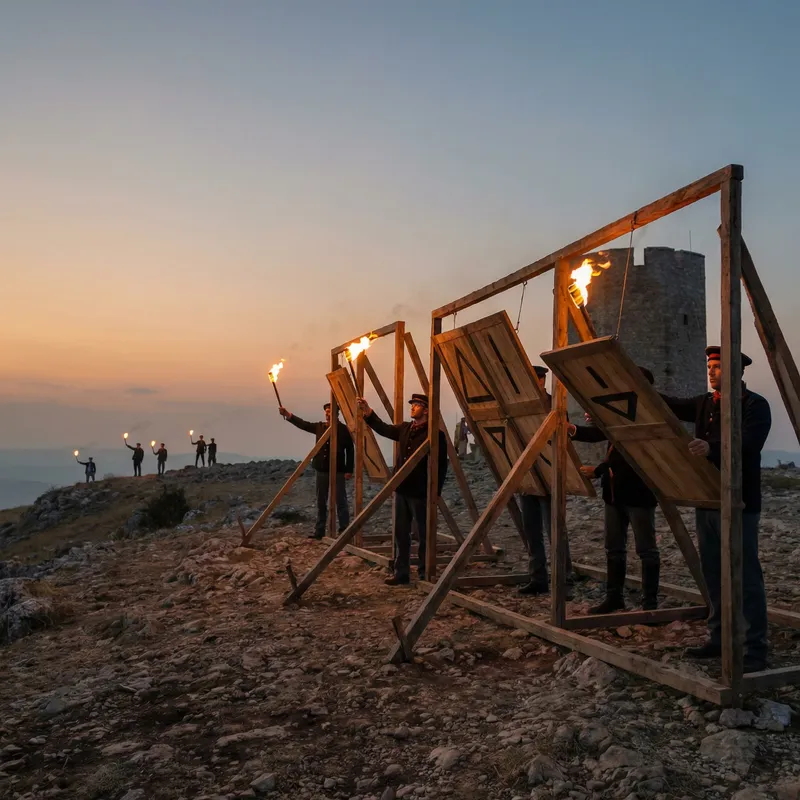 Optical Telegraph with Torches and Tablets - Amazing Visual Communication